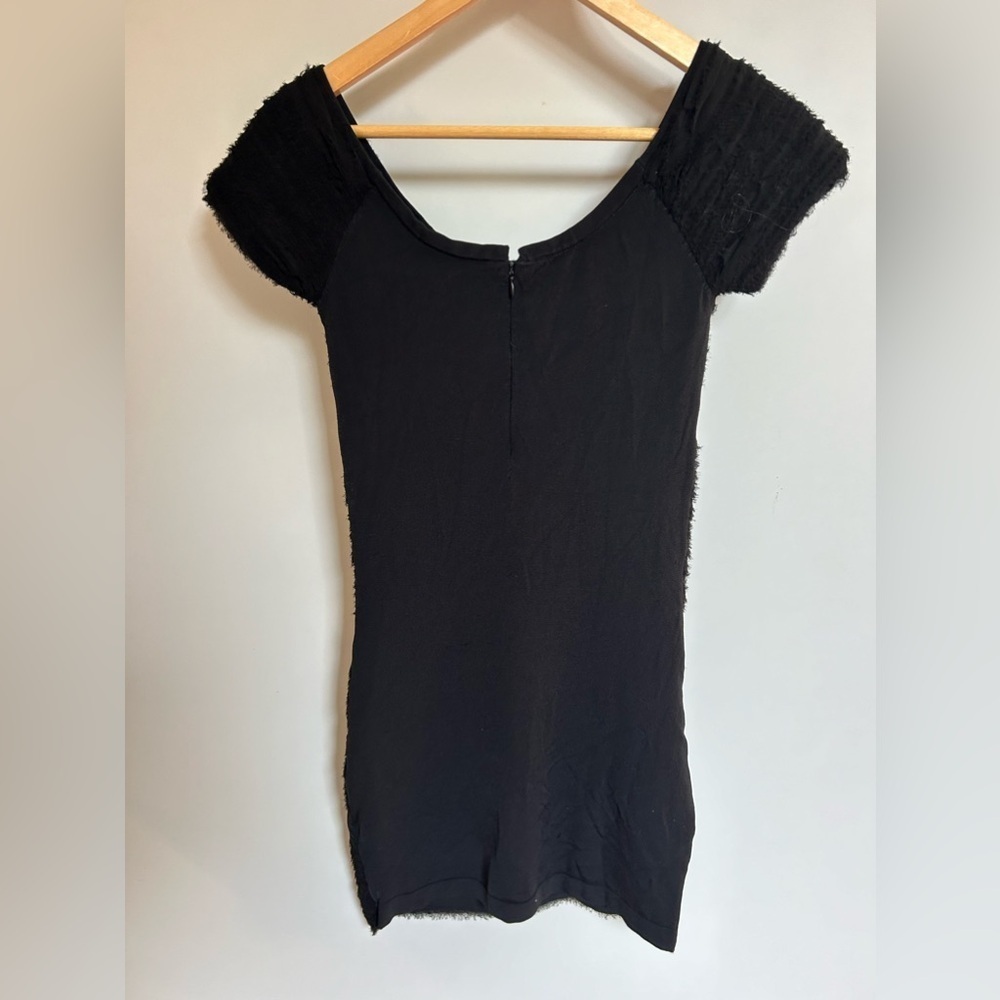 Rag & Bone Silk Raw Hem Layered Black Dress mini x small strechy - Picture 9 of 11